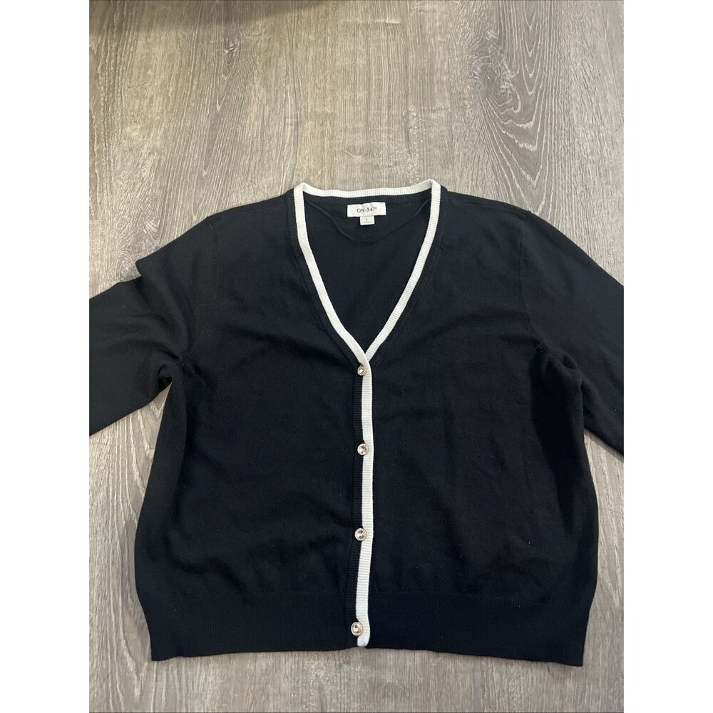 On 34th Women’s Black & White Cardigan Button Up Size L